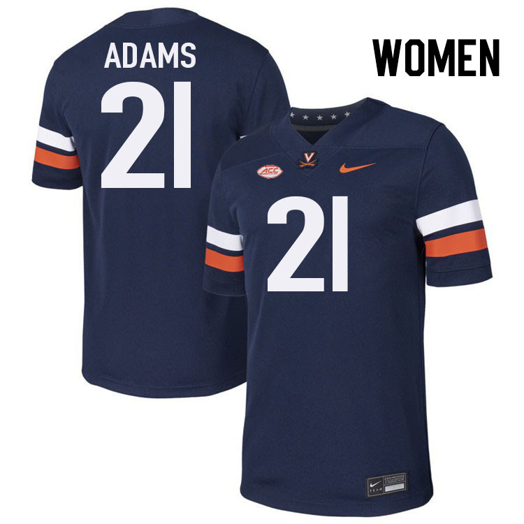 Women Virginia Cavaliers #21 Keke Adams College Football Jerseys Stitched-Navy